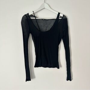 🌱2/$10 | Zara Black Asymmetrical Layered Top